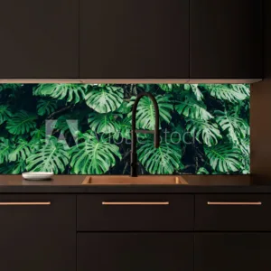 Monstera plant custom splashback - for kitchen & bathroom