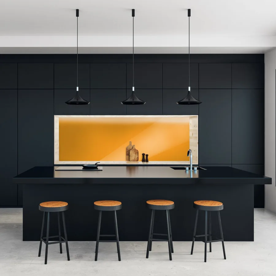 Saffron yellow custom splashback - for kitchen & bathroom