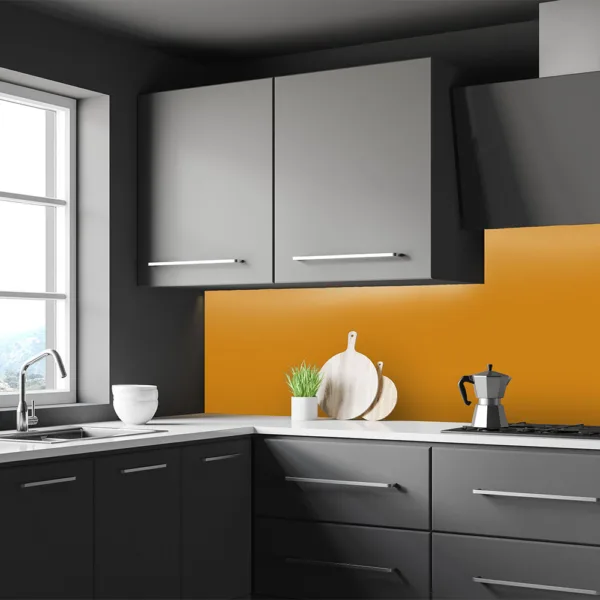 Saffron yellow custom splashback - for kitchen & bathroom