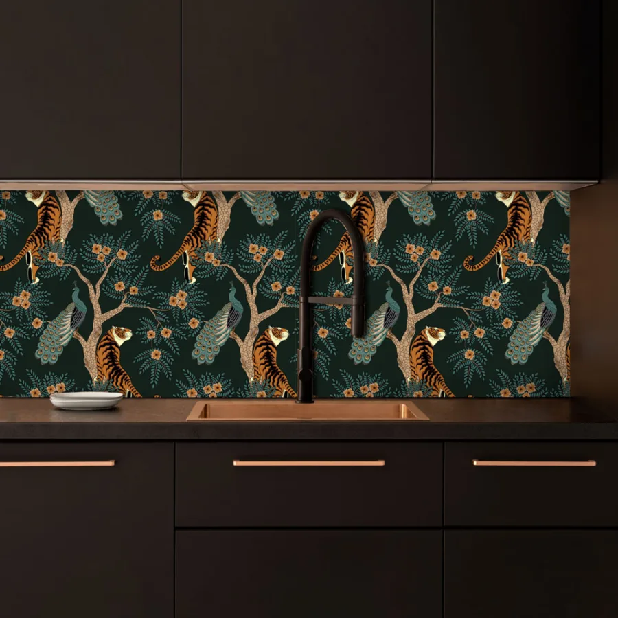 Shaded tiger custom splashback - for kitchen & bathroom