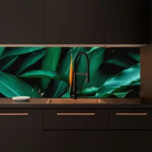 Tropical green custom splashback - for kitchen & bathroom