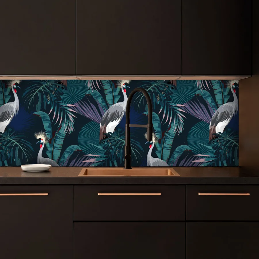 Tropics at night custom splashback - for kitchen & bathroom