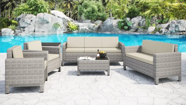 Rattan garden furniture lounge set outdoor sofa chair corner patio