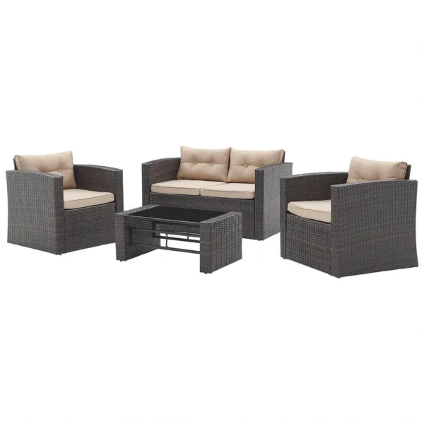 4 Piece Outdoor Rattan Garden Set With Coffee Table