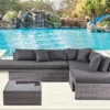 Adjustable L Shape Garden Furniture Sofa Set in Grey Rattan