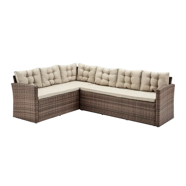 5 piece garden corner sofa set, brown