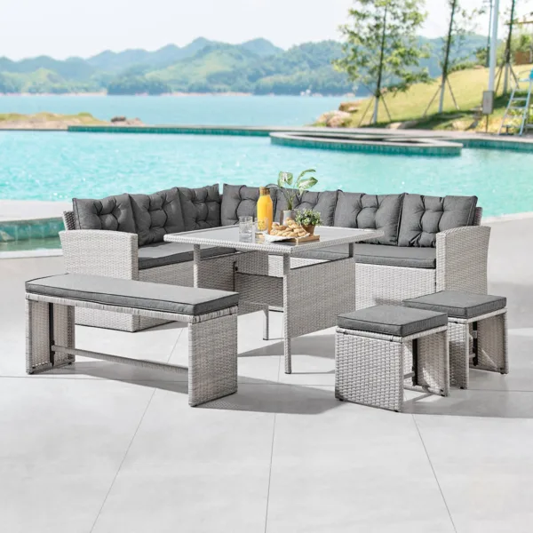 6 Piece Garden Corner Sofa Set