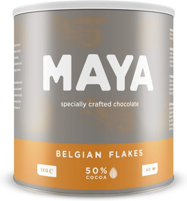 Maya drinks belgian flakes drinking hot chocolate
