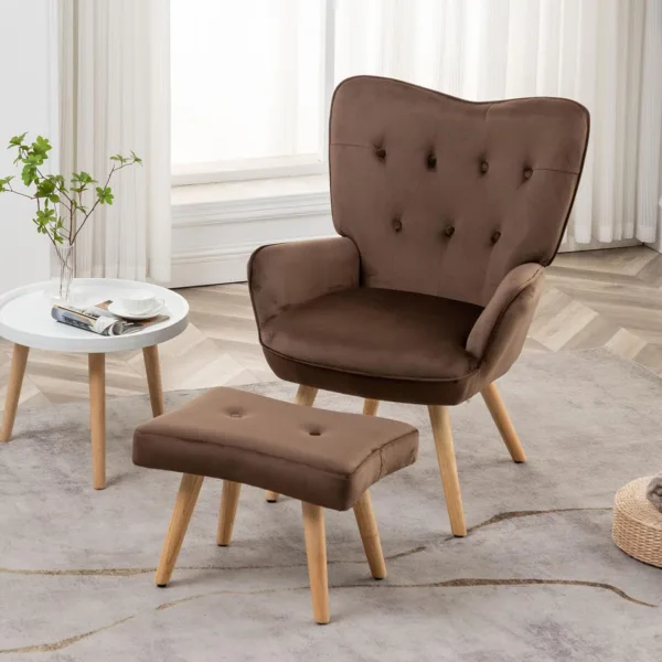 Hollyhome accent armchair and footstool, brown