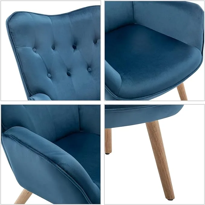 Hollyhome accent armchair and footstool, blue Hollyhome accent armchair and footstool, blue