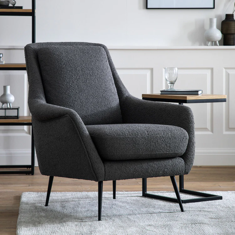 Gallery interiors cameron armchair dark grey linen