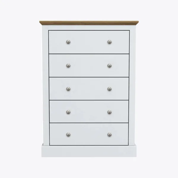 Devon 5 drawer chest white