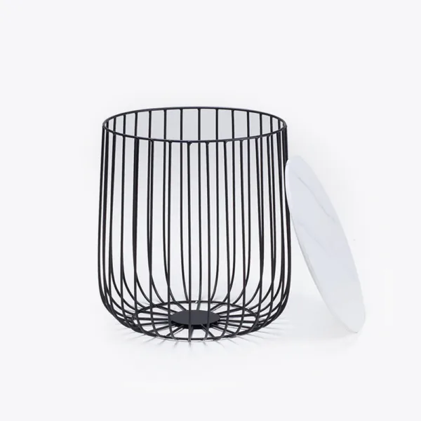 Enzo small cage table black frame marble top