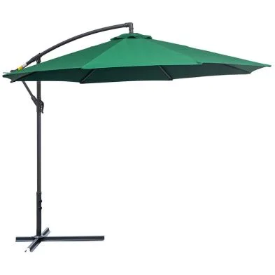 Outsunny 3M Banana Hanging Parasol Umbrella Green