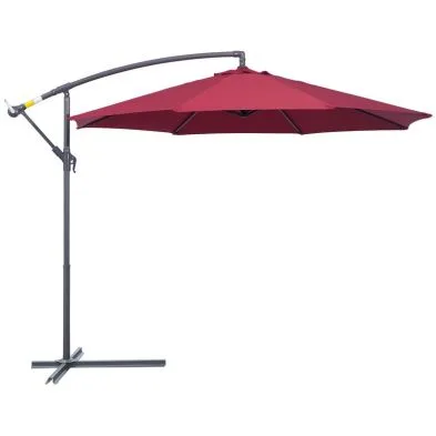 Outsunny 3M Water Resistant Terylene Hanging Parasol Wine Red