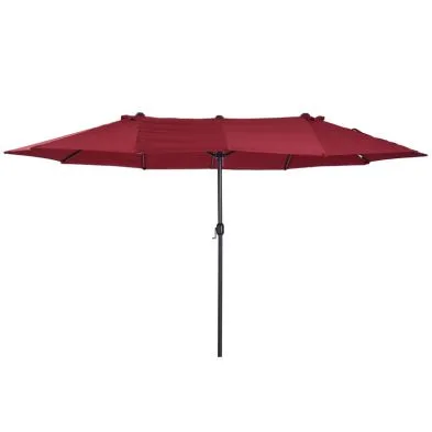 Outsunny 4.6M Double-Sided Patio Parasol Sun Umbrella-Wine Red