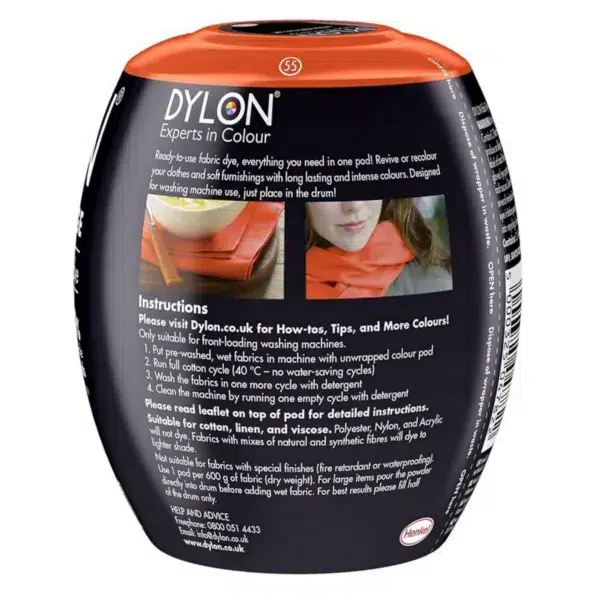 Dylon washing machine fabric dye pod, fresh orange