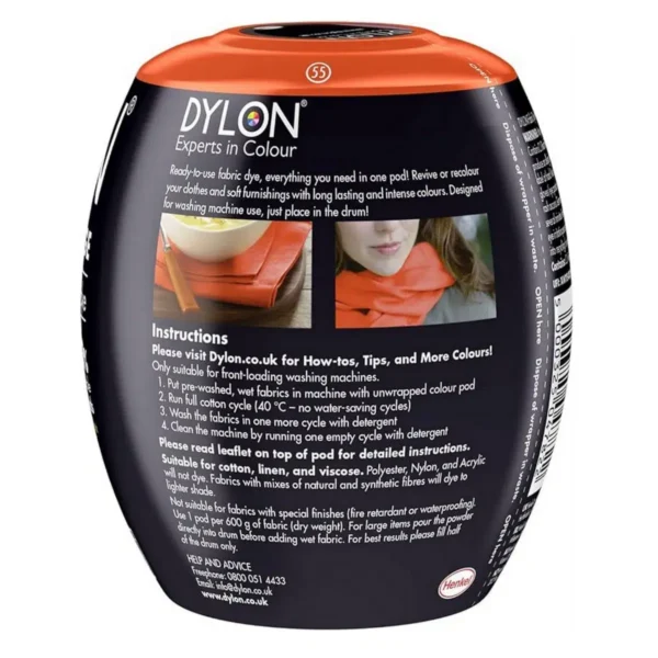 DYLON Washing Machine Fabric Dye Pod, Fresh Orange