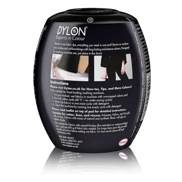 Dylon washing machine fabric dye pod, black