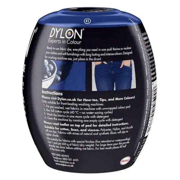 Dylon washing machine fabric dye pod, jeans blue