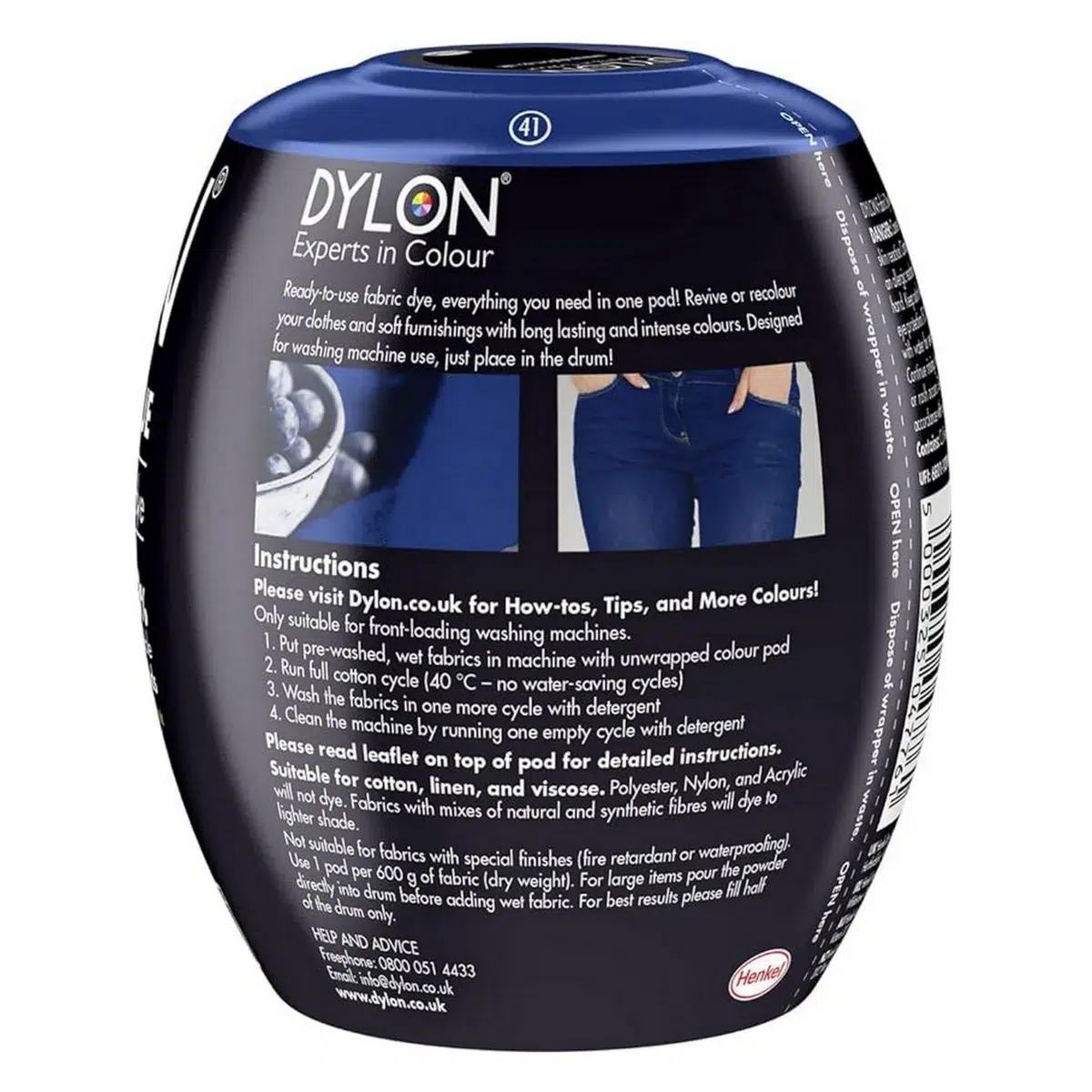 Dylon washing machine fabric dye pod, jeans blue Dylon washing machine fabric dye pod, jeans blue