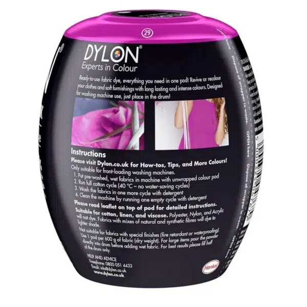 Dylon washing machine fabric dye pod, passion pink