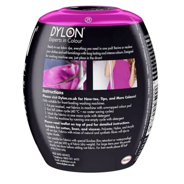 DYLON Washing Machine Fabric Dye Pod, Passion Pink