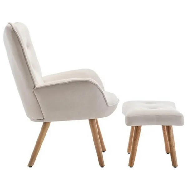 HollyHOME Accent Armchair and Footstool, White