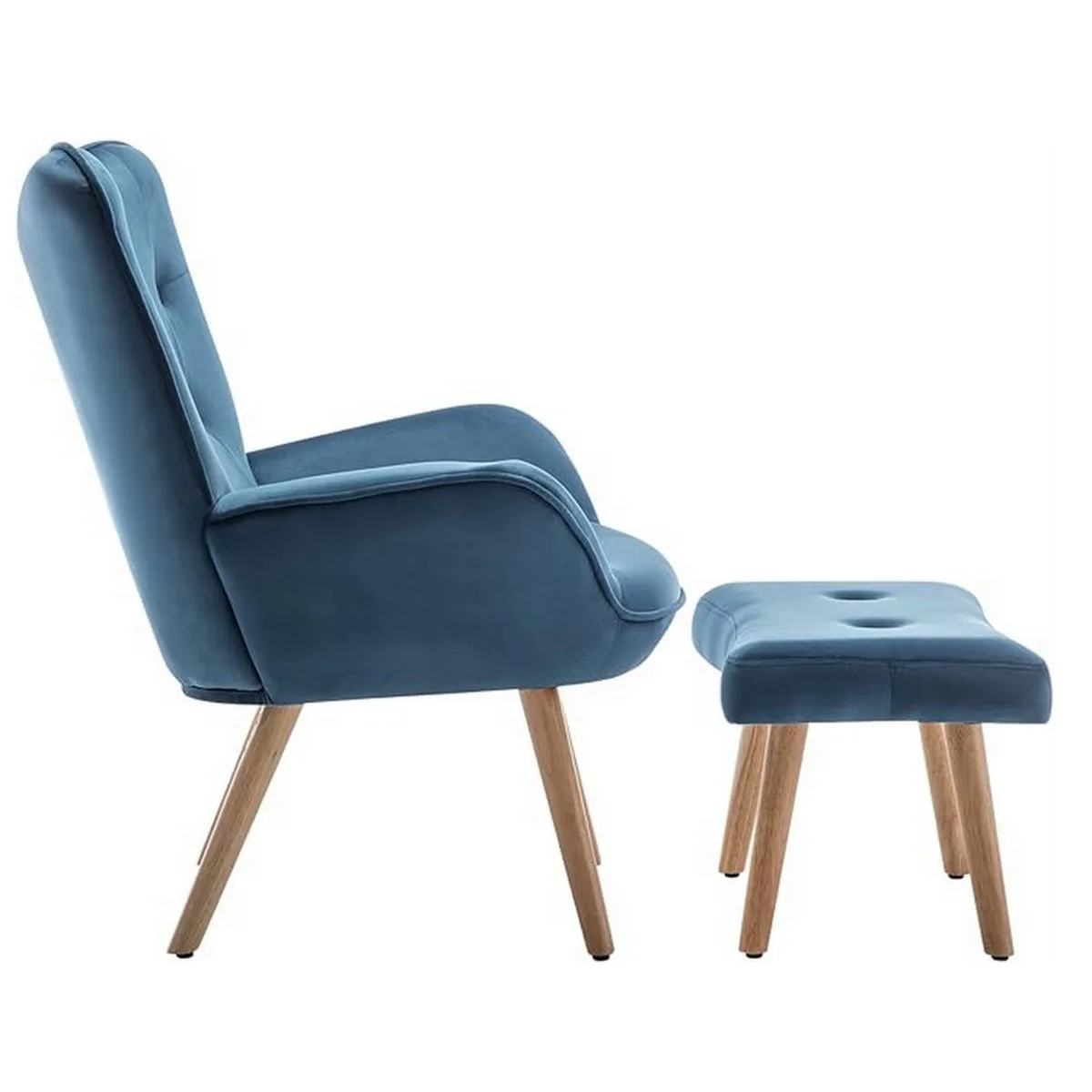 Hollyhome accent armchair and footstool, blue Hollyhome accent armchair and footstool, blue