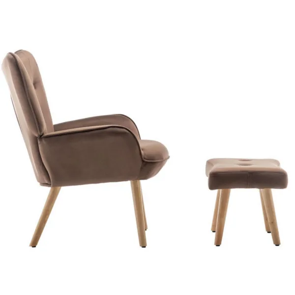 Hollyhome accent armchair and footstool, brown