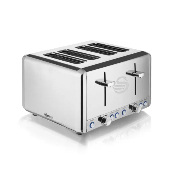 Swan 4 slice polished stainless steel toaster