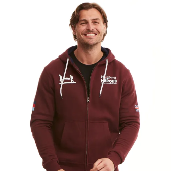 Help for heroes heritage zipped hoodie, burgundy