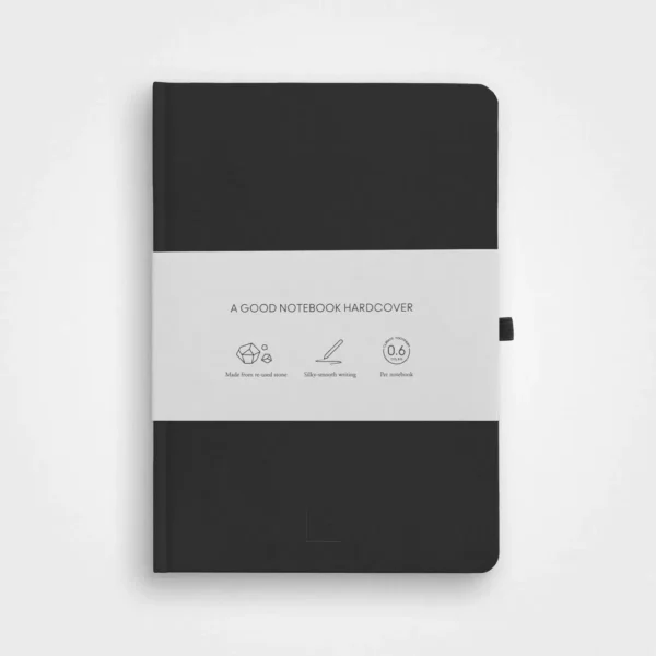 Hardcover Stone Paper A5 Notebook, Charcoal Black