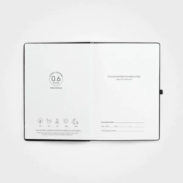 Hardcover stone paper a5 notebook, charcoal black