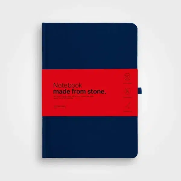 Hardcover stone paper a5 notebook, navy blue