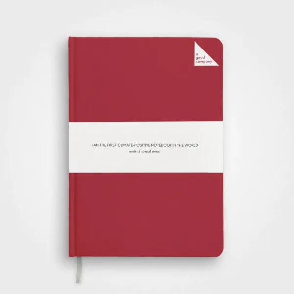 Hardcover stone paper a5 notebook, pomegranate red