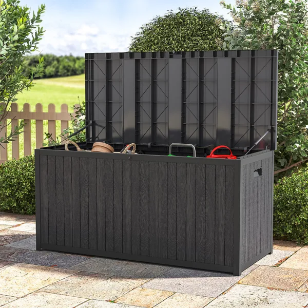 430l black lockable waterproof garden storage box