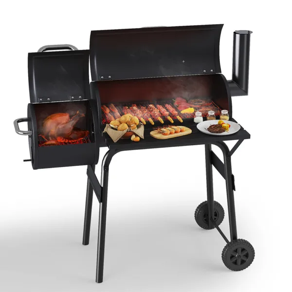 Charcoal BBQ Grill with Offset Smoker