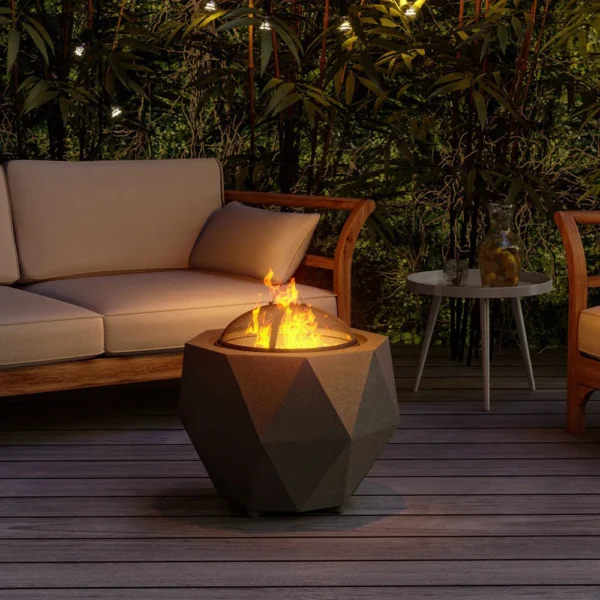 Octagonal Fire Pit Bowl Patio Wood Burning Fires Garden MgO BBQ Grill Outdoor Heater