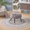 Small Grey Round Velvet Fabric Surface Footstool