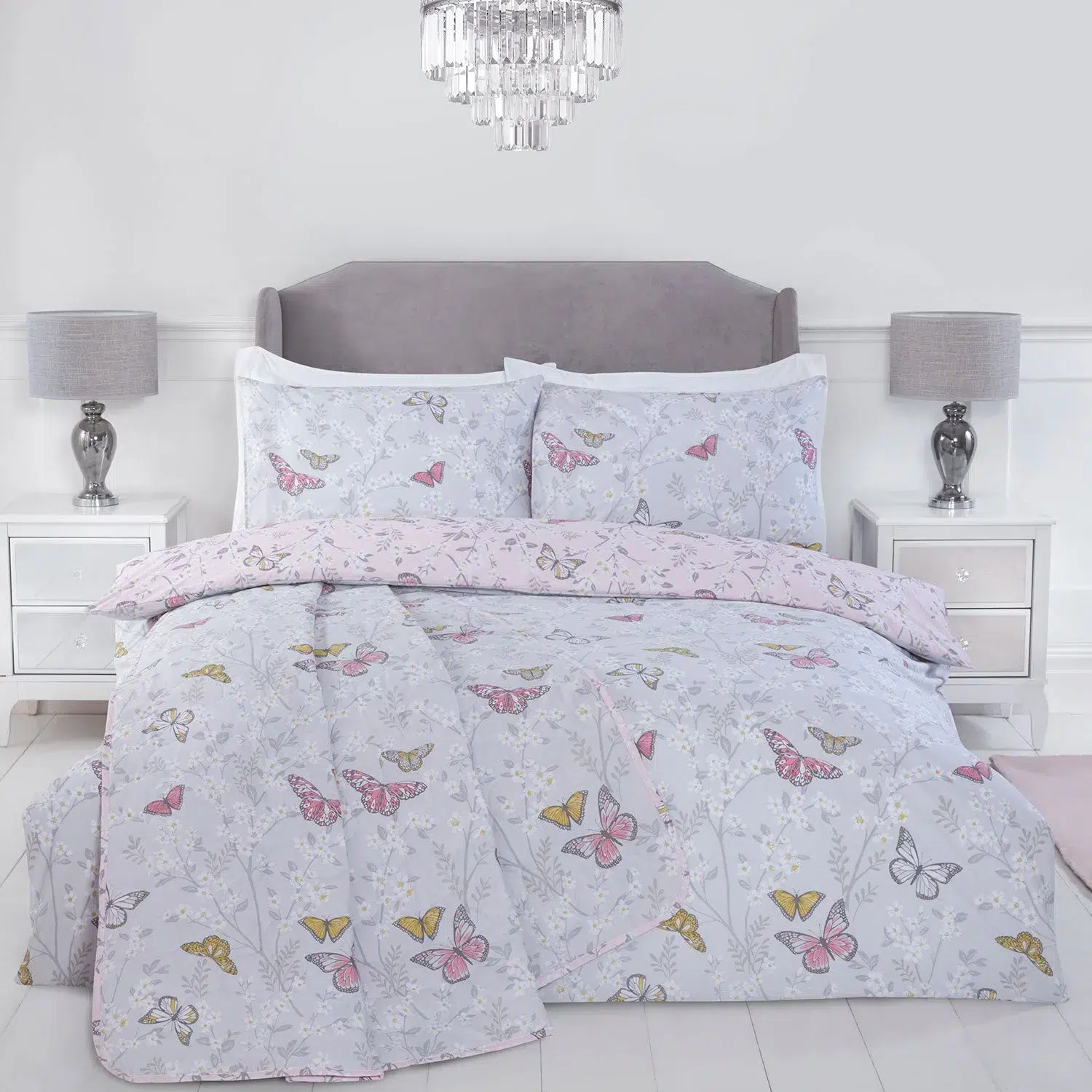 Butterfly blush pink reversible duvet set - all sizes Butterfly blush pink reversible duvet set - all sizes - image 2