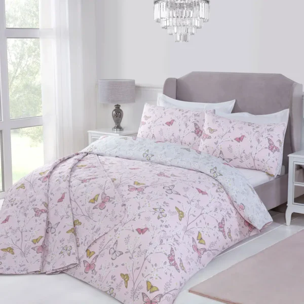 Butterfly Blush Pink Reversible Duvet Set - All Sizes