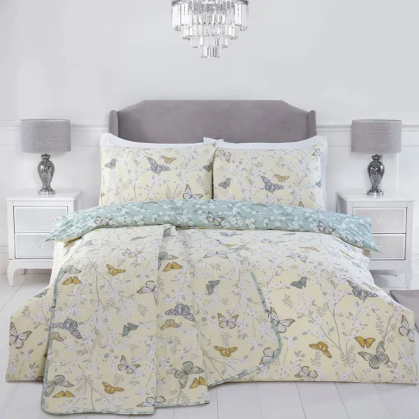 Butterfly Lemon Reversible Duvet Set - All Sizes