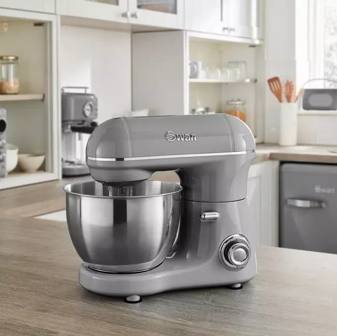 Swan 800w retro stand mixer, grey Swan 800w retro stand mixer, grey