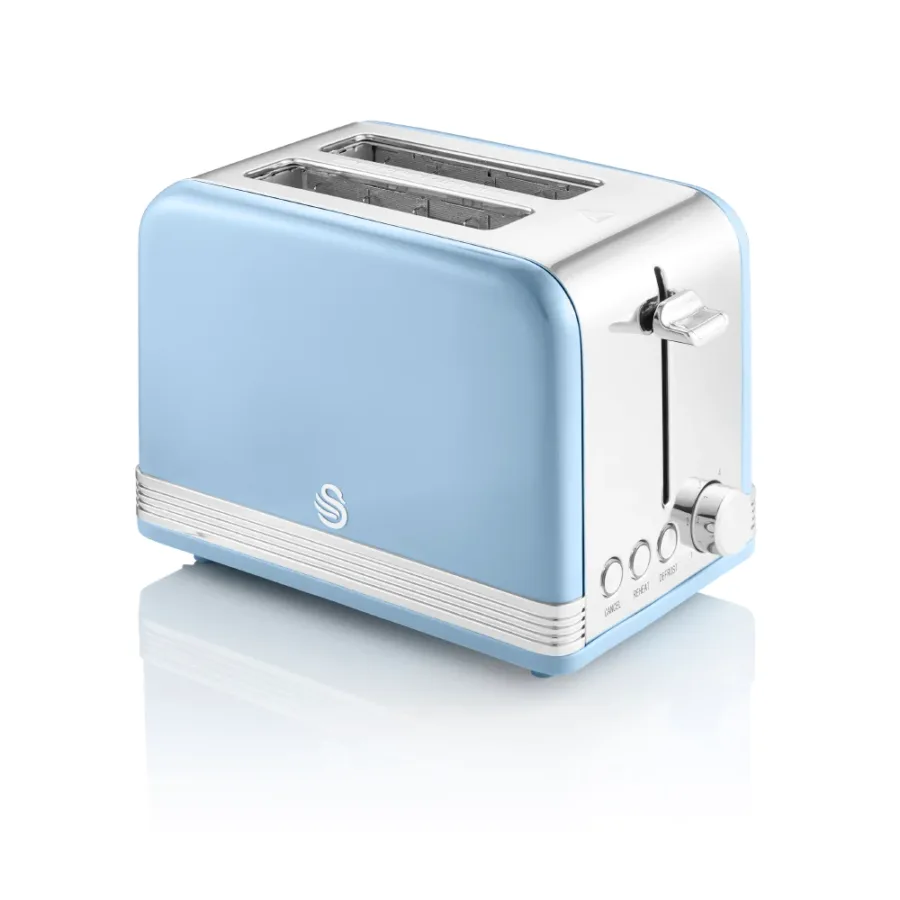 Swan 2 slice retro toaster, blue