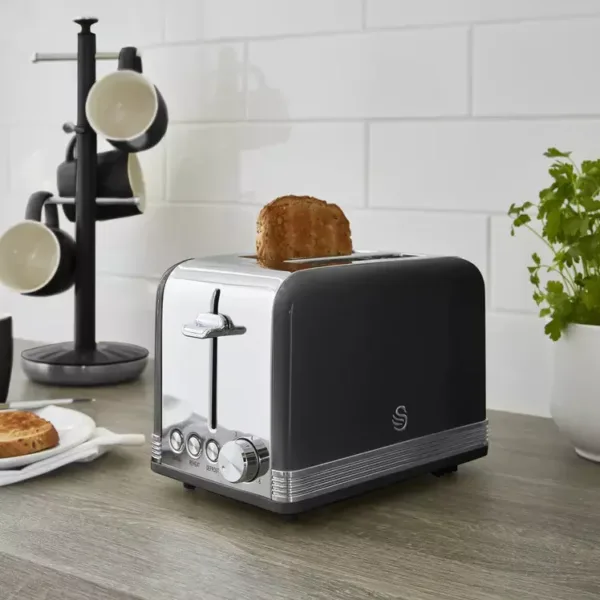 Swan 2 slice retro toaster, black