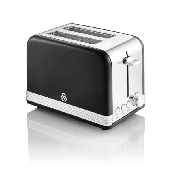 Swan 2 Slice Retro Toaster, Black