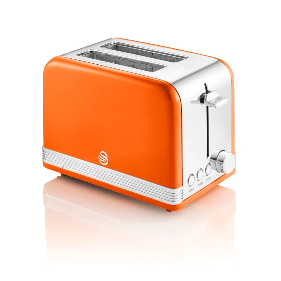 Swan 2 slice retro toaster, orange