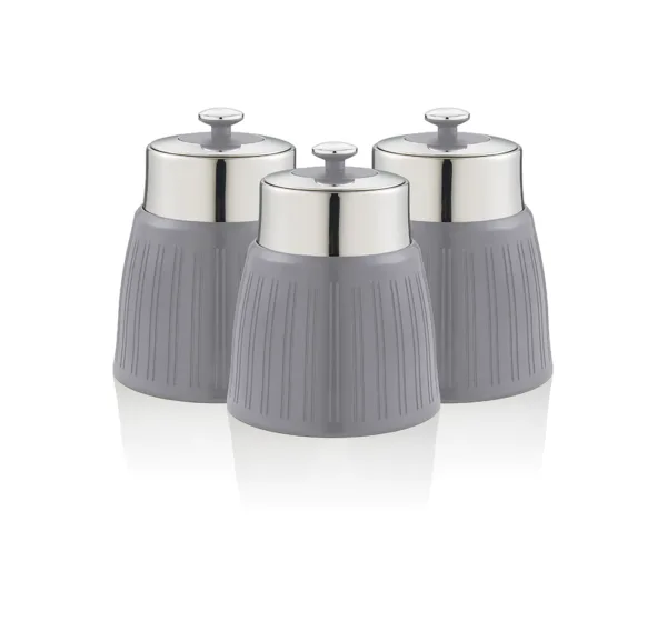 Swan Retro Set of 3 Canisters, Grey