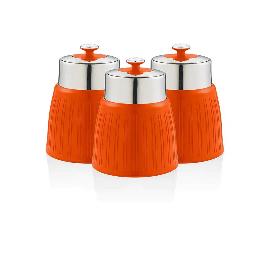 Swan retro set of 3 canisters, orange